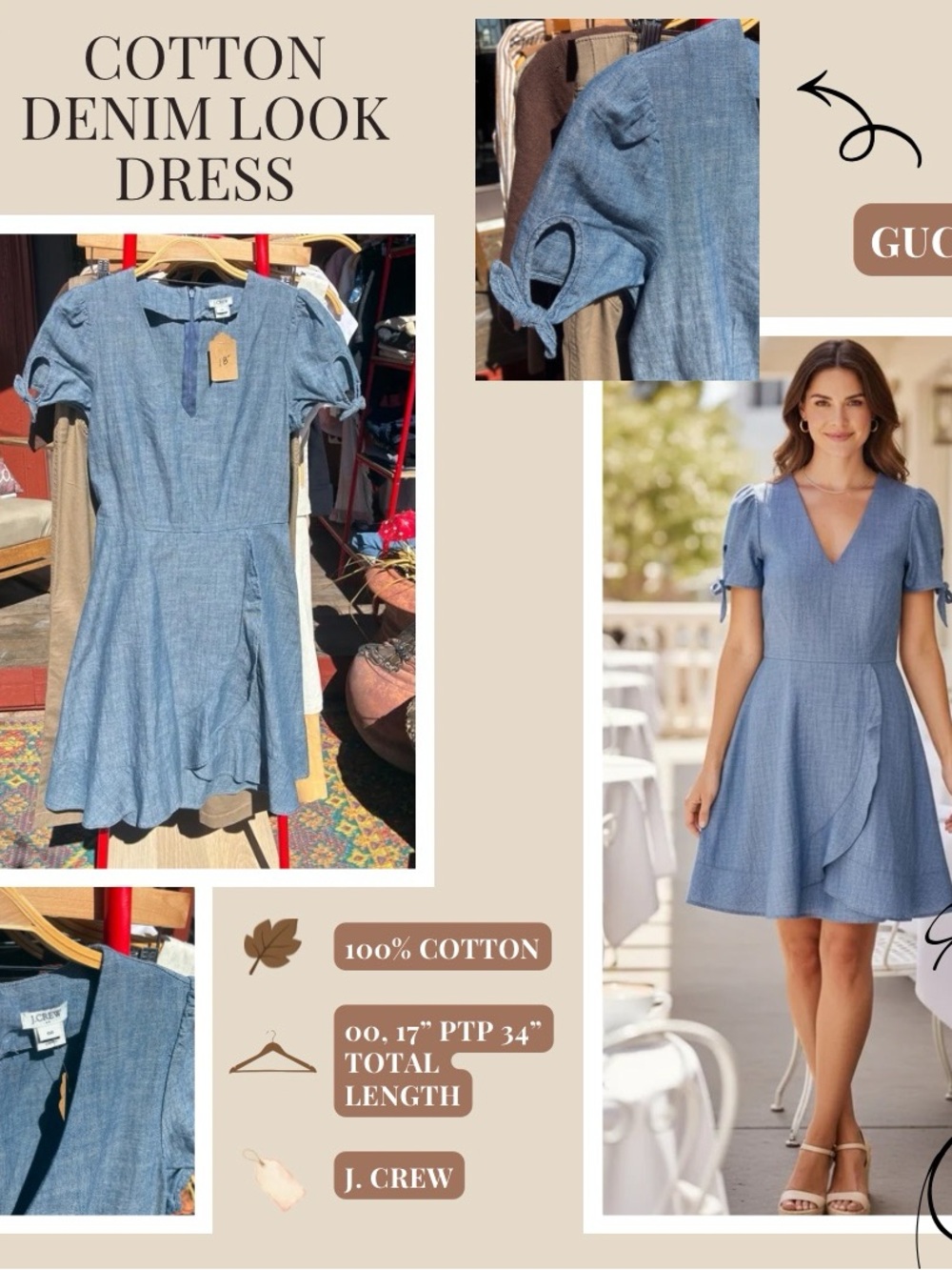 J. Crew Blue Cotton Denim-Look Mini Dress